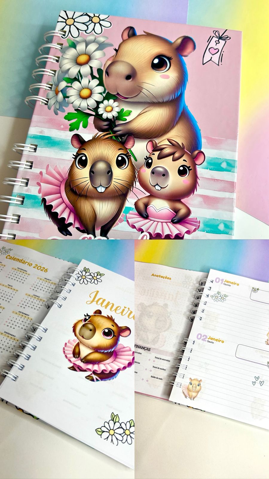 Agenda calendário 2026 - Espiral Tamanho A5 - Personagens variados