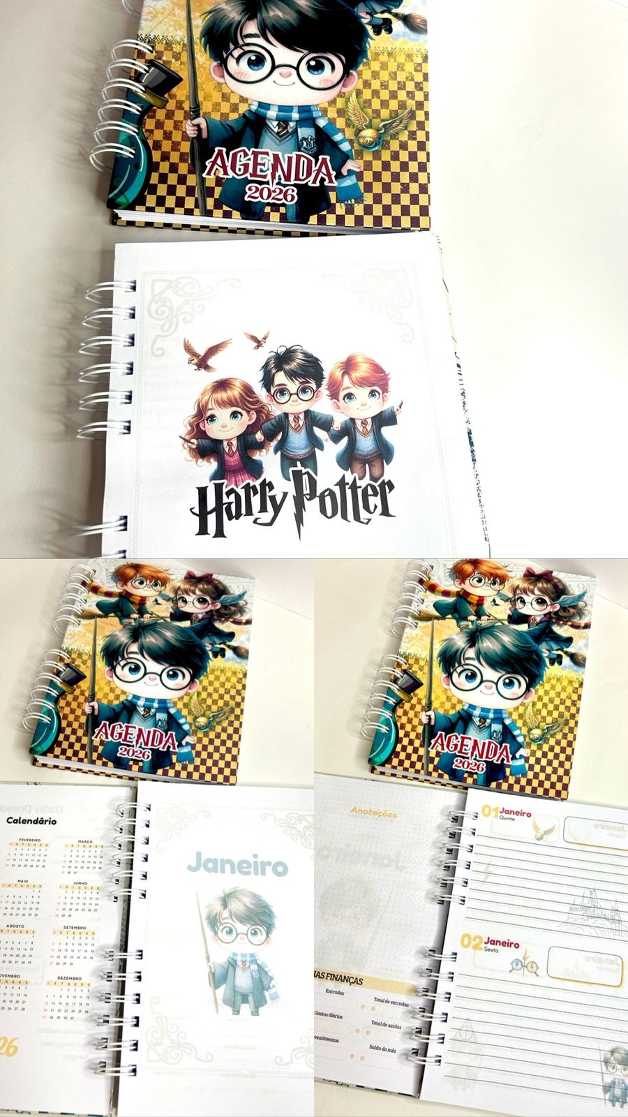 Agenda calendário 2026 - Espiral Tamanho A5 - Personagens variados