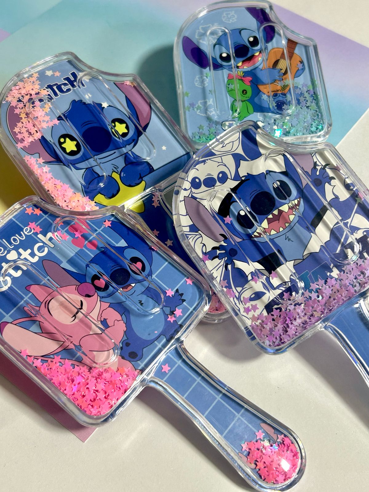 Stitch Hair - escova de cabelo almofadada com aplique