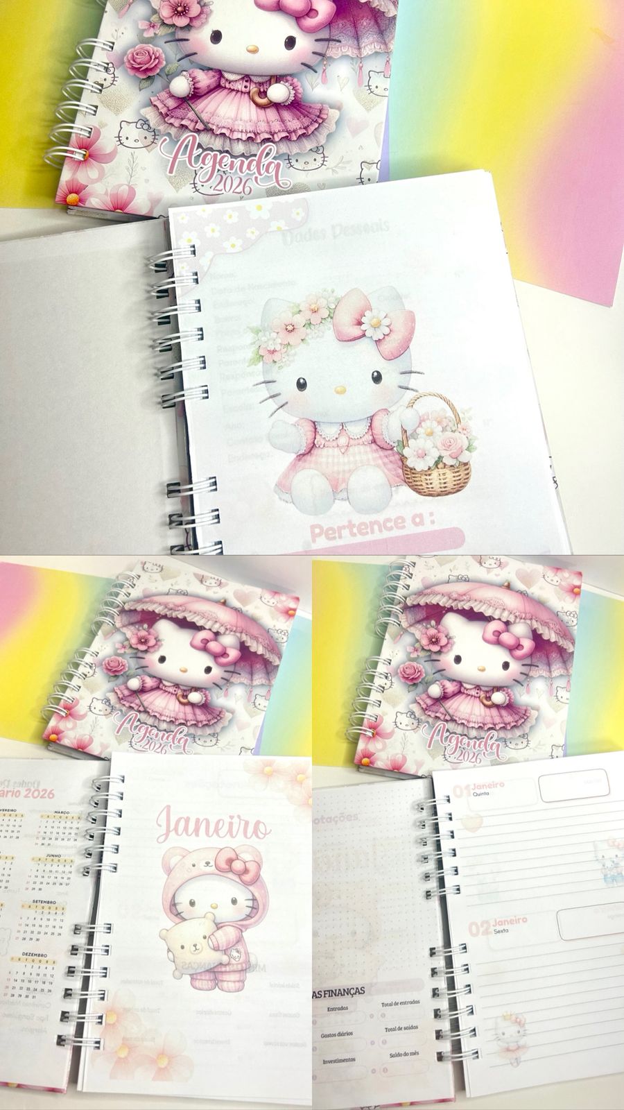 Agenda calendário 2026 - Espiral Tamanho A5 - Personagens variados