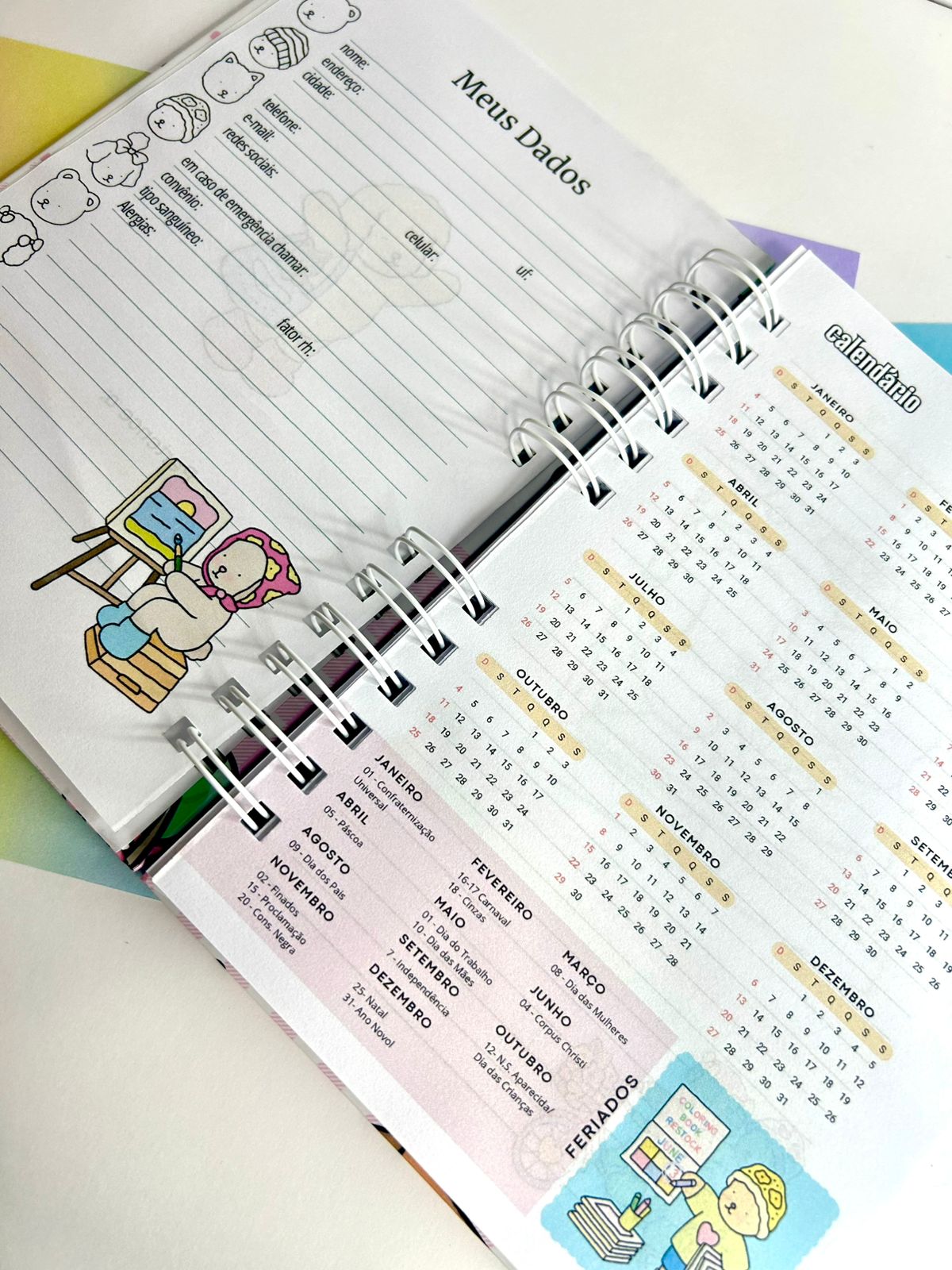 Agenda calendário 2026 - Espiral Tamanho A5 - Personagens variados