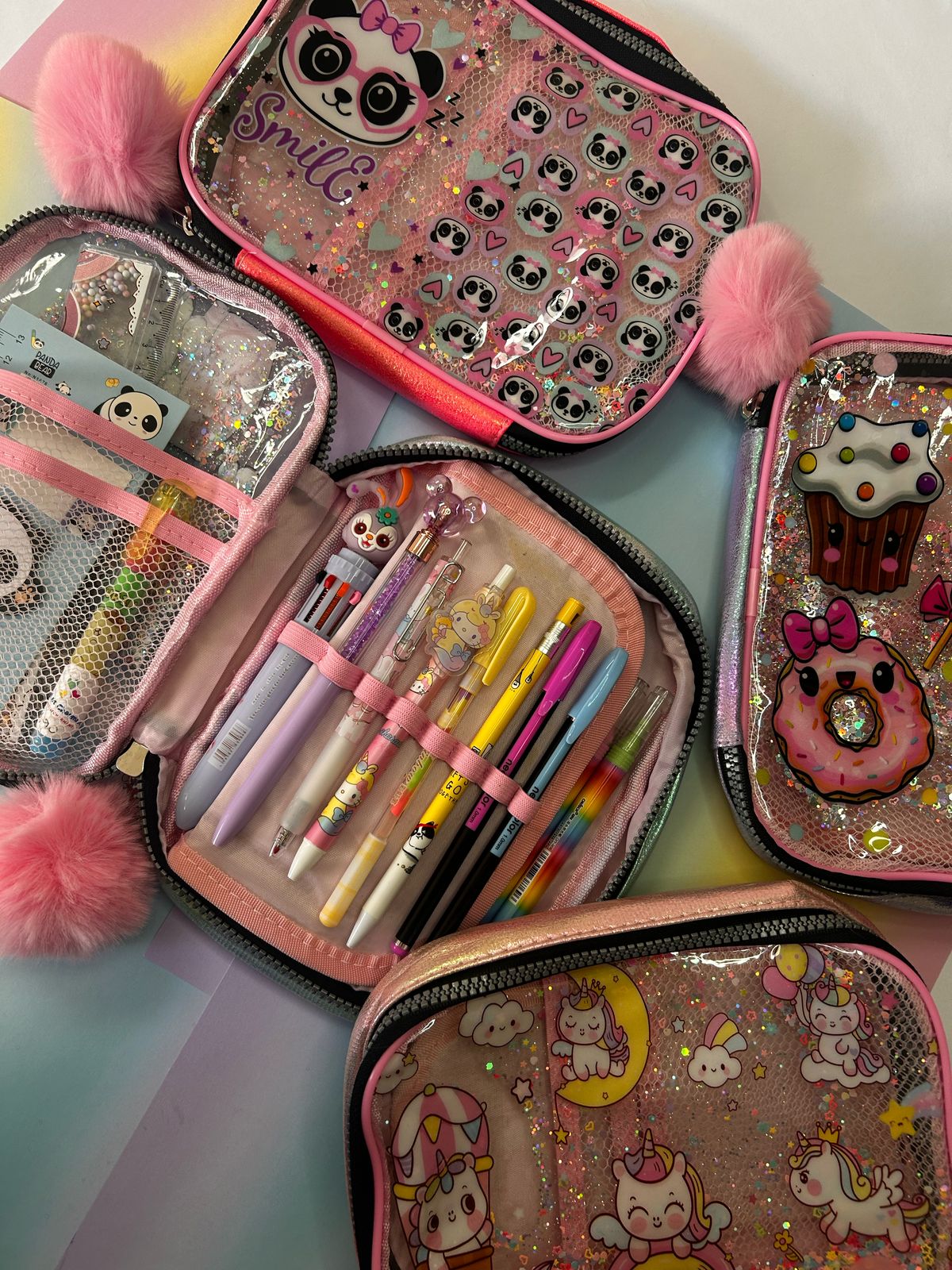 Estojo box com zíper e divisórias