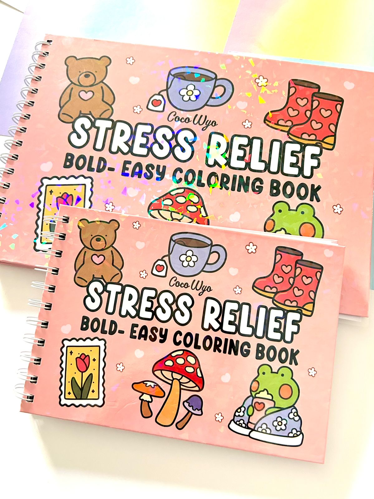 Livro de colorir A4 - Capa dura holográfica