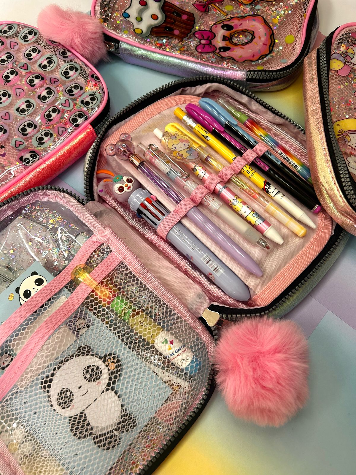 Estojo box com zíper e divisórias