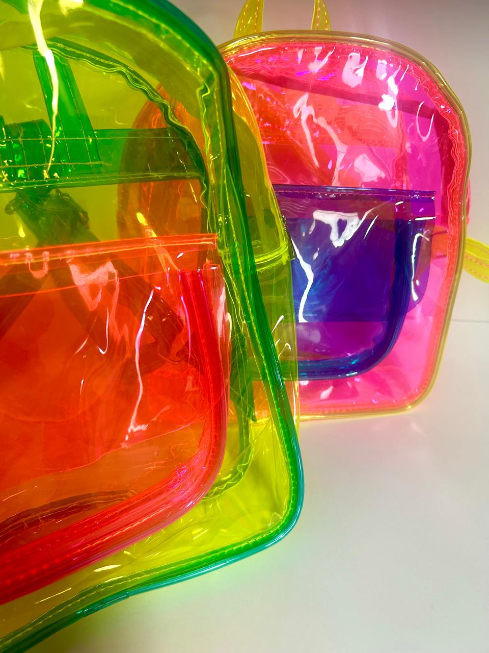 Mochila infantil transparente Neon