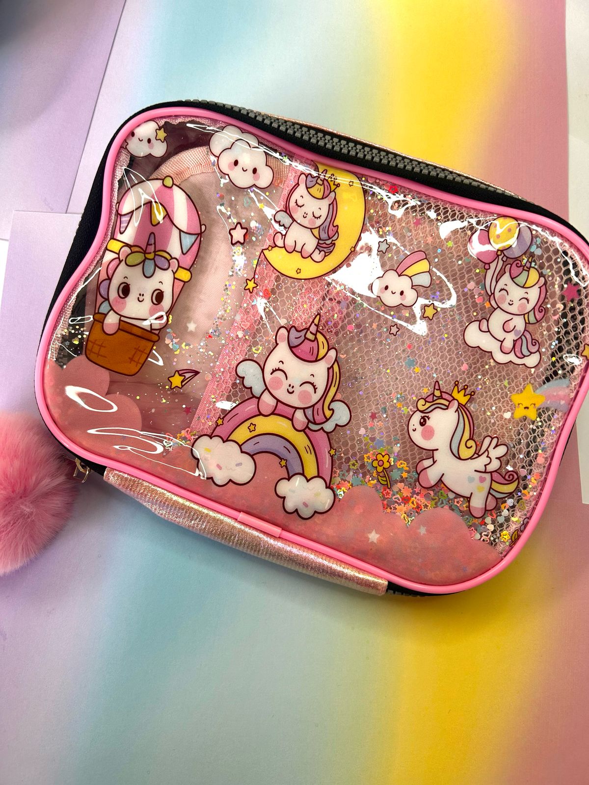 Estojo box com zíper e divisórias