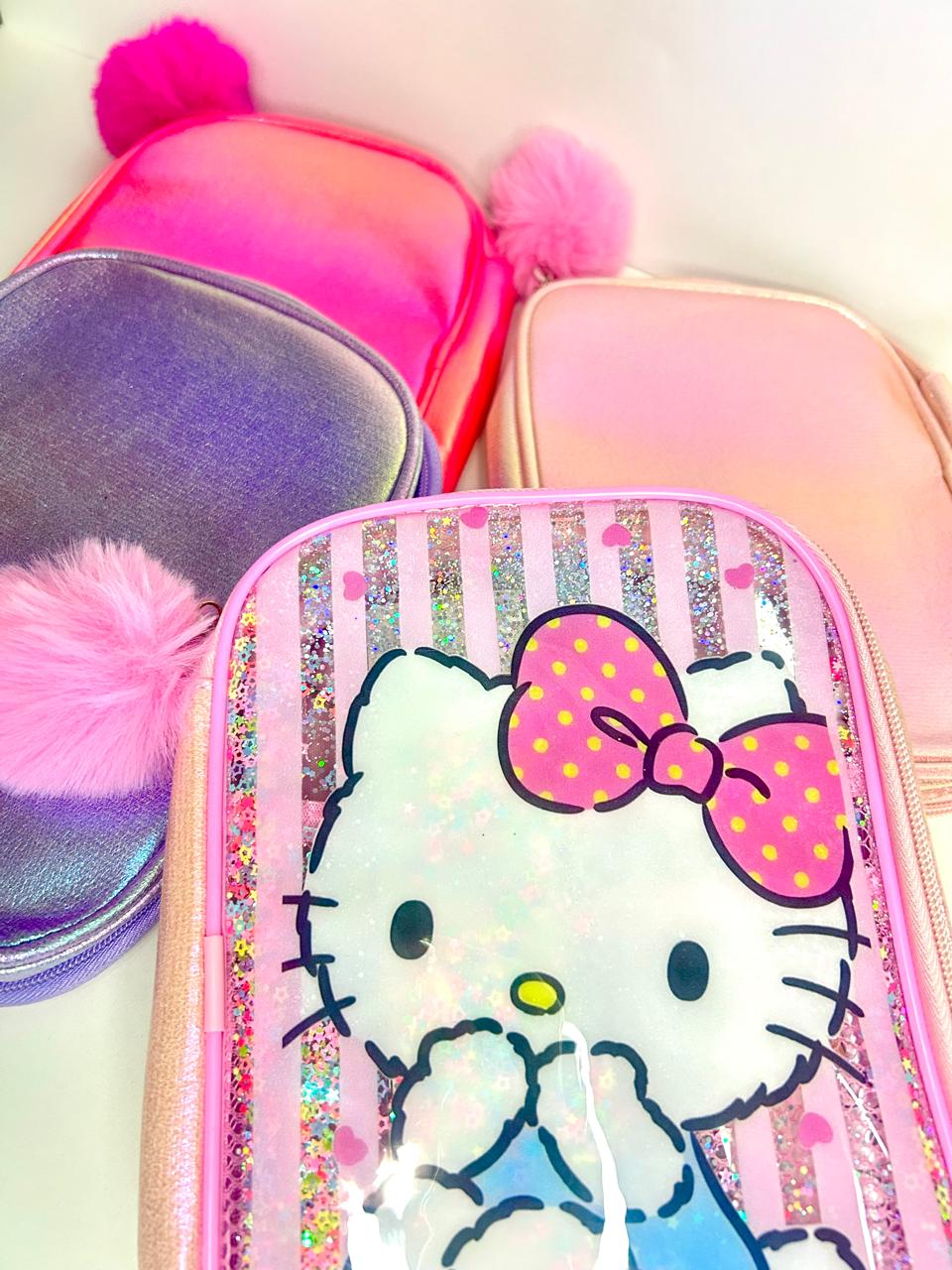 Estojo box  Hello Kitty com ziper e divisórias