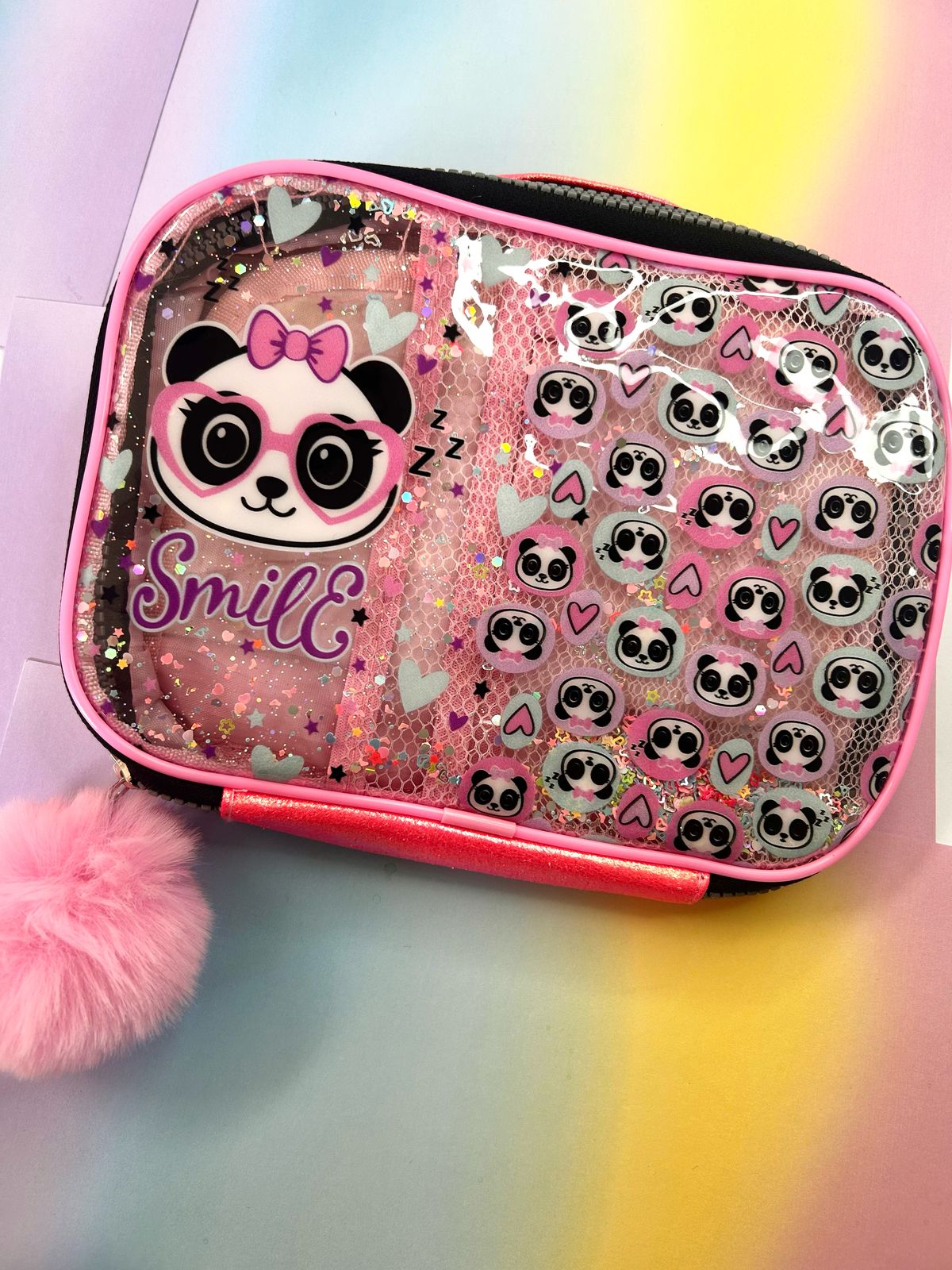 Estojo box com zíper e divisórias